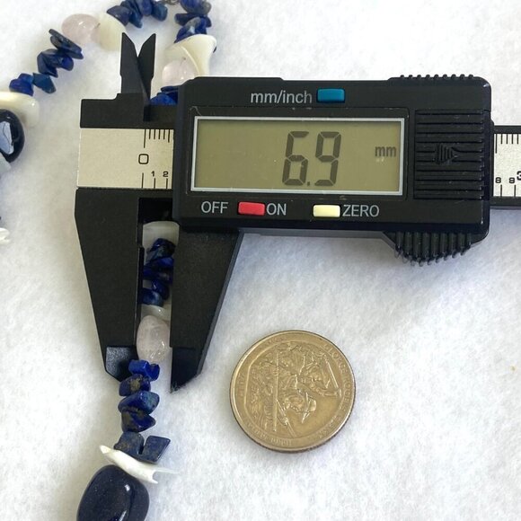 Sterling Silver 925 Sodalite Quartz MOP Blue Goldstone Beaded Necklace 17.5" - Picture 16 of 16